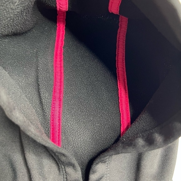 Puma Girls Small Black Pink Sparkle Rhinestone Zip Up Jacket Thumb Holes - Picture 4 of 13